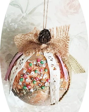 glob roz rustic dantelat decor Craciun