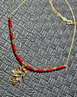 Colier vermeil opal etiopian rosu charm ramura frunze lant arint placat cu aur minimalist boho chic trendy - Transport gratuit