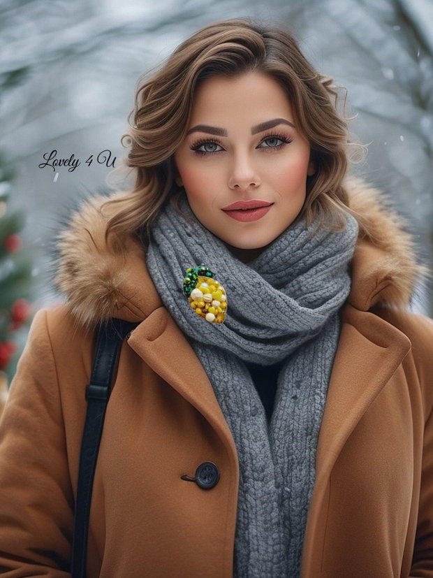 Brosa lămâie, Idei cadou unicat, bijuterii lămâi Brosa cu perle, Accesorii handmade realizate manual in Romania, Când viața îți dă lămâi fă limonadă