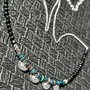 Rezervat Colier argint opal de foc etiopian negru turmalina neagra charm argint evantai lant argint minimalist boho chic trendy - Transport gratuit