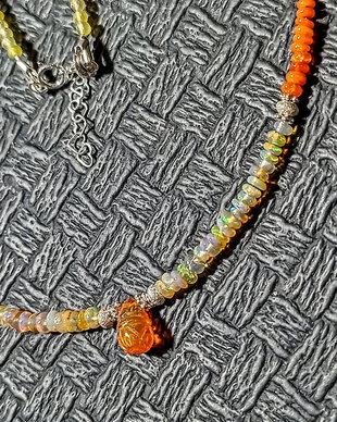 Colier argint opal de foc etiopian galben oranj brioleta gravata agata galbena naturala minimalist boho chic trendy - Transport gratuit