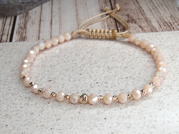 Bratara cristale sticla si bile aur 14 k