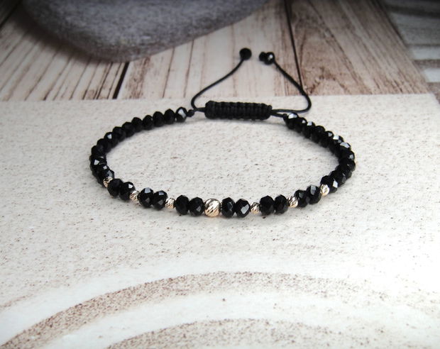 Bratara cristale sticla si bile aur 14k
