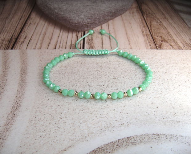 Bratara cristale sticla si bile aur 14k