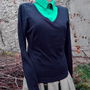 Bluza  Madeleine,matase si casmir, bleumarin
