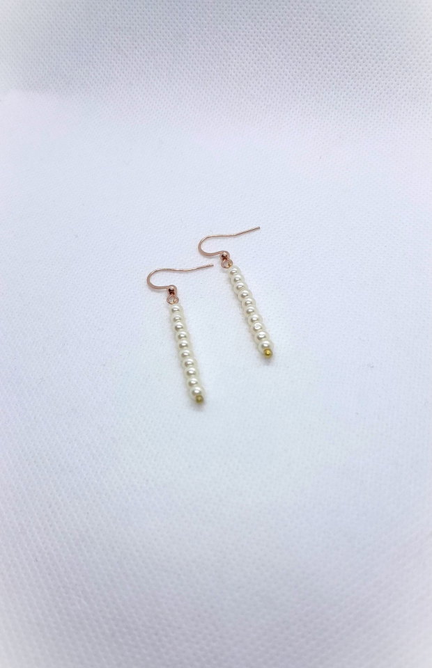 Set elegant colier, brățară și cercei din perle de sticlă - ivory