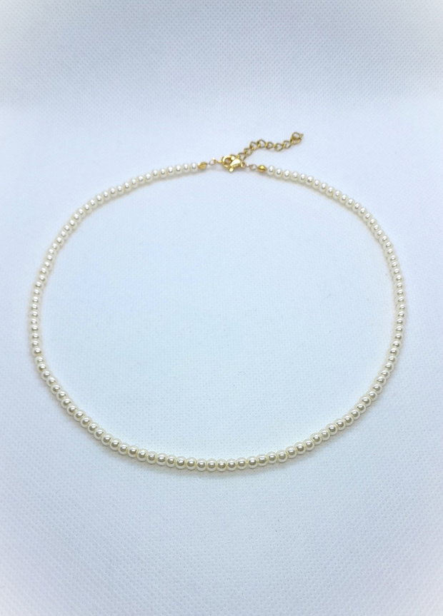 Set elegant colier, brățară și cercei din perle de sticlă - ivory