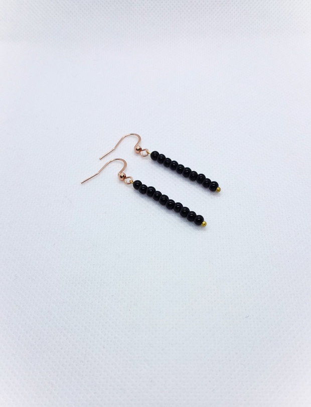 Set elegant colier, bratara si cercei din perle de sticla - negru