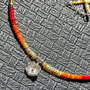 Colier argint opal de foc etiopin galben oranj rosu opal galben charm argint floare gradient degrade nuante minimalist boho chic trendy - Transport gratuit
