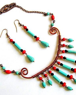 set howlite rosu.turcoaz si cristale 22497