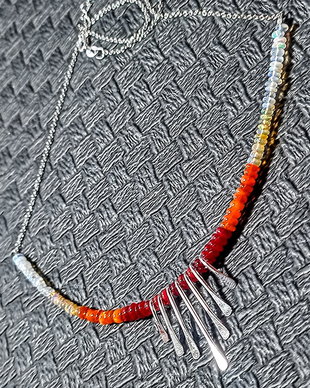 Colier argint opal de foc etiopian charm-uri lant argint gradient degrade nuante minimalist boho chic trendy