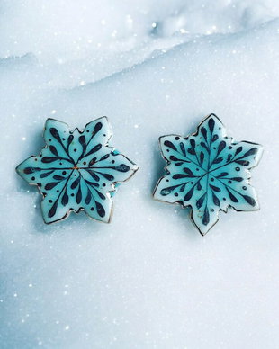 Cercei din portelan si argint - SNOW QUEEN