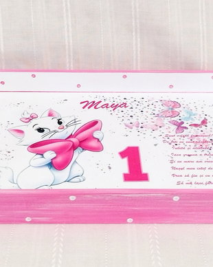 Tavita roz, personalizata cu pisicuta Marie