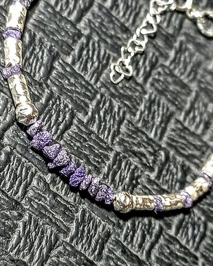 Bratara argint diamant brut violet hammered minimlist boho chic trendy cadou - Transport gratuit
