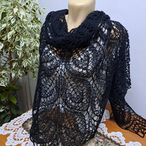 Set negru șal/căciulă