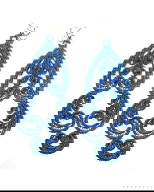 Cercei candelabru cu cristale albastre