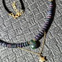 Colier vermeil opal de foc etiopian negru purple eggplant turmalina neagra brioleta charm stea lant vermeil argint placat cu aur minimalist boho chic trendy - Transport gratuit