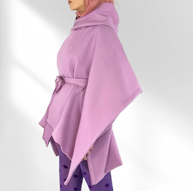 Poncho LAVANDA din lana cu design grafic