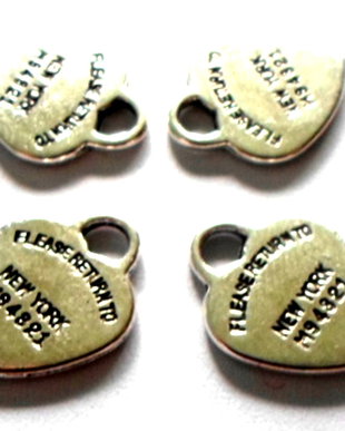 Charm metalic inima PLEASE RETURN TO NEW YORK/M94821 argintiu