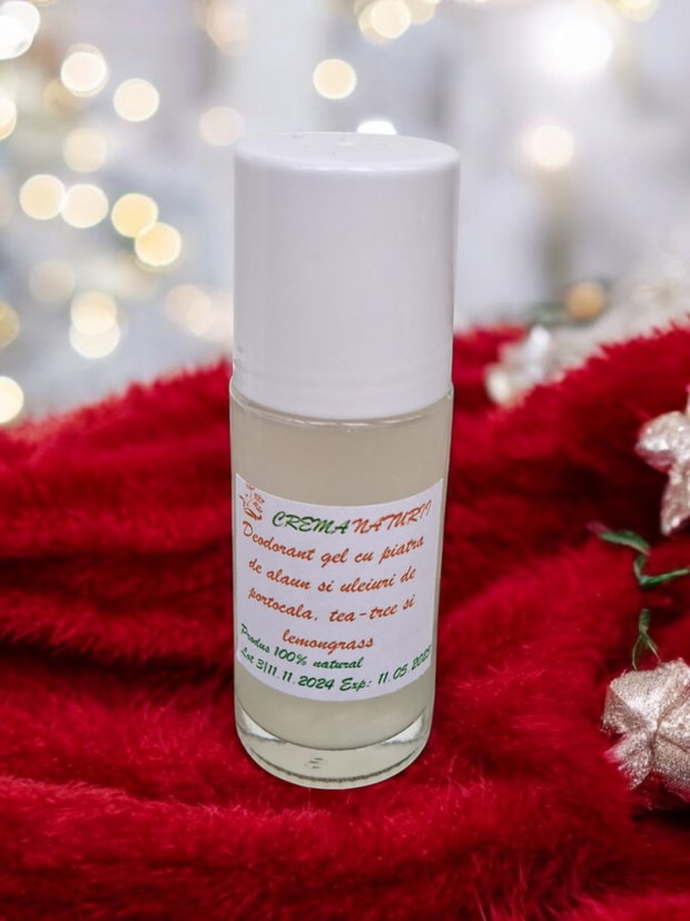 Deodorant natural unisex cu piatra de alaun, portocala si lemongrass