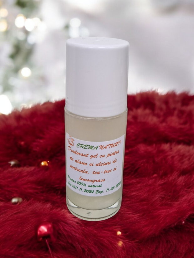 Deodorant natural unisex cu piatra de alaun, portocala si lemongrass