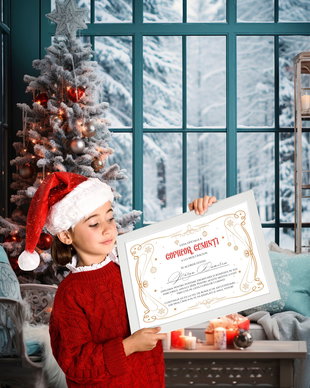 Diploma personalizata Craciun. Diploma cadou de la Mos Craciun. Cadou Craciun copii