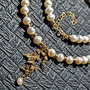 Colier vermeil perle naturale de cultura charm ramura frunze vermeil charm perla naturala vermeil argint placat cu aur victorian trendy - Transport gratuit