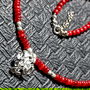 Colier argint opal etiopian rosu coral charm argint coral minimalist boho chic trendy - Transport gratuit