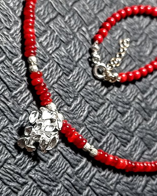 Colier argint opal etiopian rosu coral charm argint coral minimalist boho chic trendy - Transport gratuit