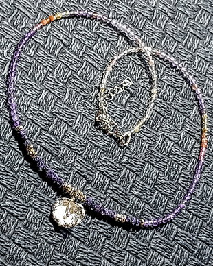 Colier argint diamant brut violet ametist ametrin gradient ombre charm floare argint minimalist boho chic trendy - Transport gratuit