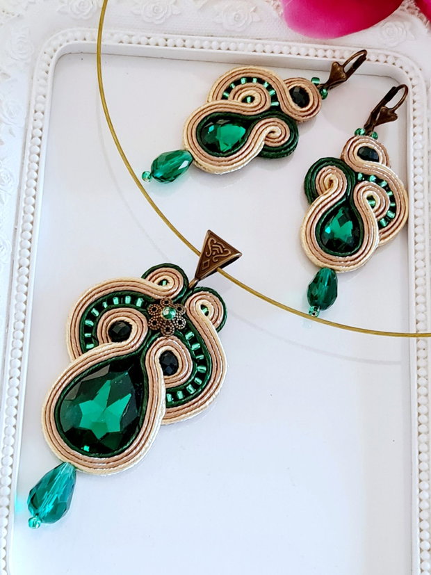 Set soutache emerald