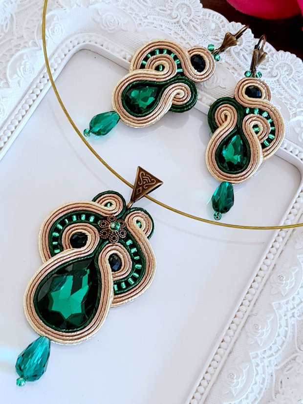 Set soutache emerald