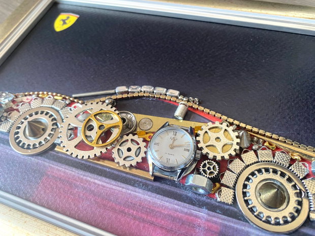 Masina model Ferrari Cod M 659・Tablou masini・Cadouri pentru prieteni・Masini de epoca・Colaj accesorii metalice
