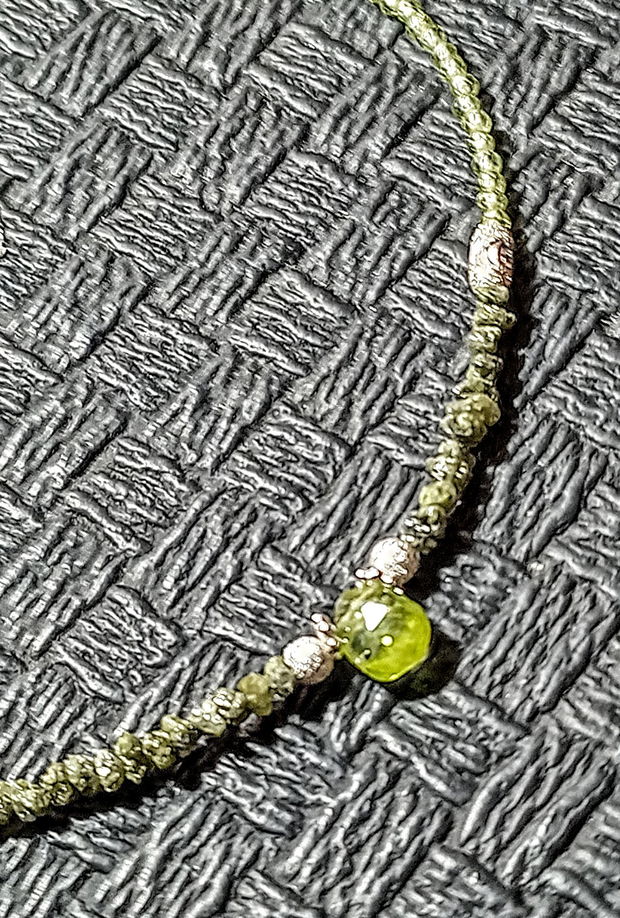 Colier argint diamant brut verde peridot brioleta lant argint minimalist boho chic trendy - Transport gratuit