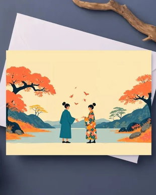 Postcard cu motive japoneze - JAPAN