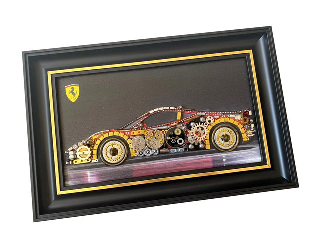 Masina model Ferrari Cod M 661・Tablou masini・Cadouri pentru prieteni・Masini de epoca・Colaj accesorii metalice
