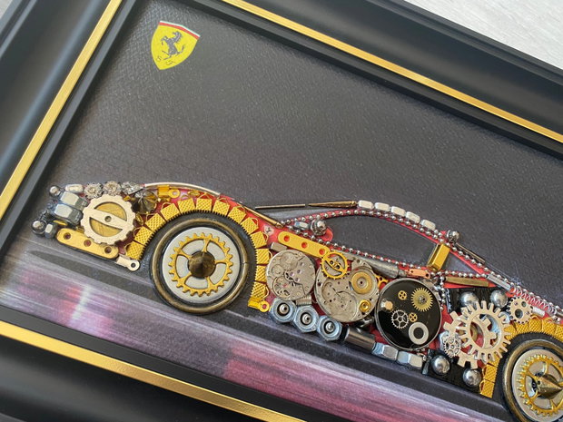 Masina model Ferrari Cod M 661・Tablou masini・Cadouri pentru prieteni・Masini de epoca・Colaj accesorii metalice