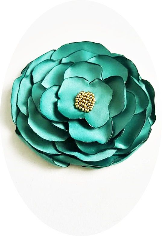 brosa floare de matase verde menta mare 12,5 cm