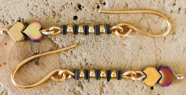 Cercei handmade din hematit si margele myuki toho
