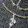 Coloier argint diamant brut violet verde peridot ametist charm ramura argint minimalist victorian trendy - Transport gratuit