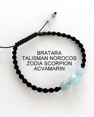 Bratara Zodia SCORPION*Talisman Norocos*Acvamarin