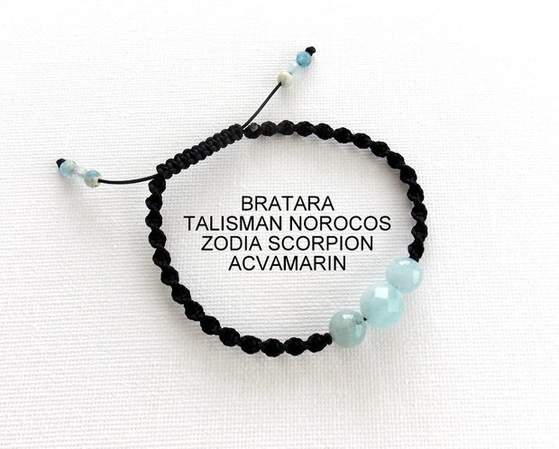 Bratara Zodia SCORPION*Talisman Norocos*Acvamarin