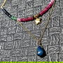 Colier vermeil opal de foc etiopian negru rubin safir smarald ombre gradient stea lant argint aurit minimalist boho chic trendy - Transport gratuit