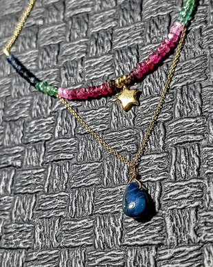 Colier vermeil opal de foc etiopian negru rubin safir smarald ombre gradient stea lant argint aurit minimalist boho chic trendy - Transport gratuit