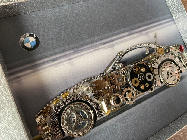 BMW Cod M 664・Cadou pasionați BMW・Colaj piese ceas・Bijuterii steampunk・Artă reciclare