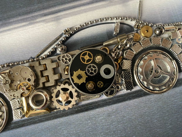 BMW Cod M 664・Cadou pasionați BMW・Colaj piese ceas・Bijuterii steampunk・Artă reciclare