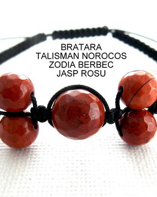 Bratara Zodia BERBEC*Talisman Norocos*JaspRosu