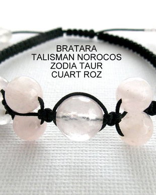 Bratara Zodia TAUR*Talisman Norocos*CuartRoz