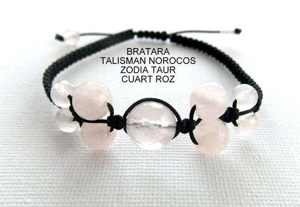 Bratara Zodia TAUR*Talisman Norocos*CuartRoz