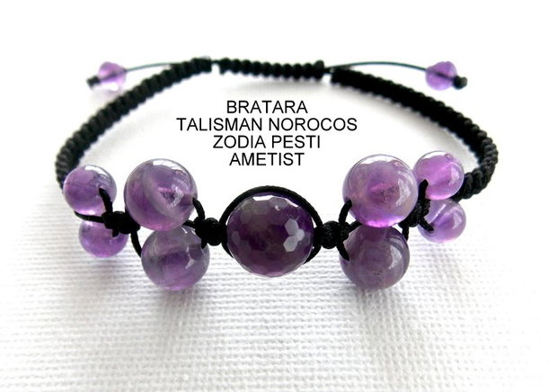Bratara Zodia PESTI*Talisman Norocos*Ametist